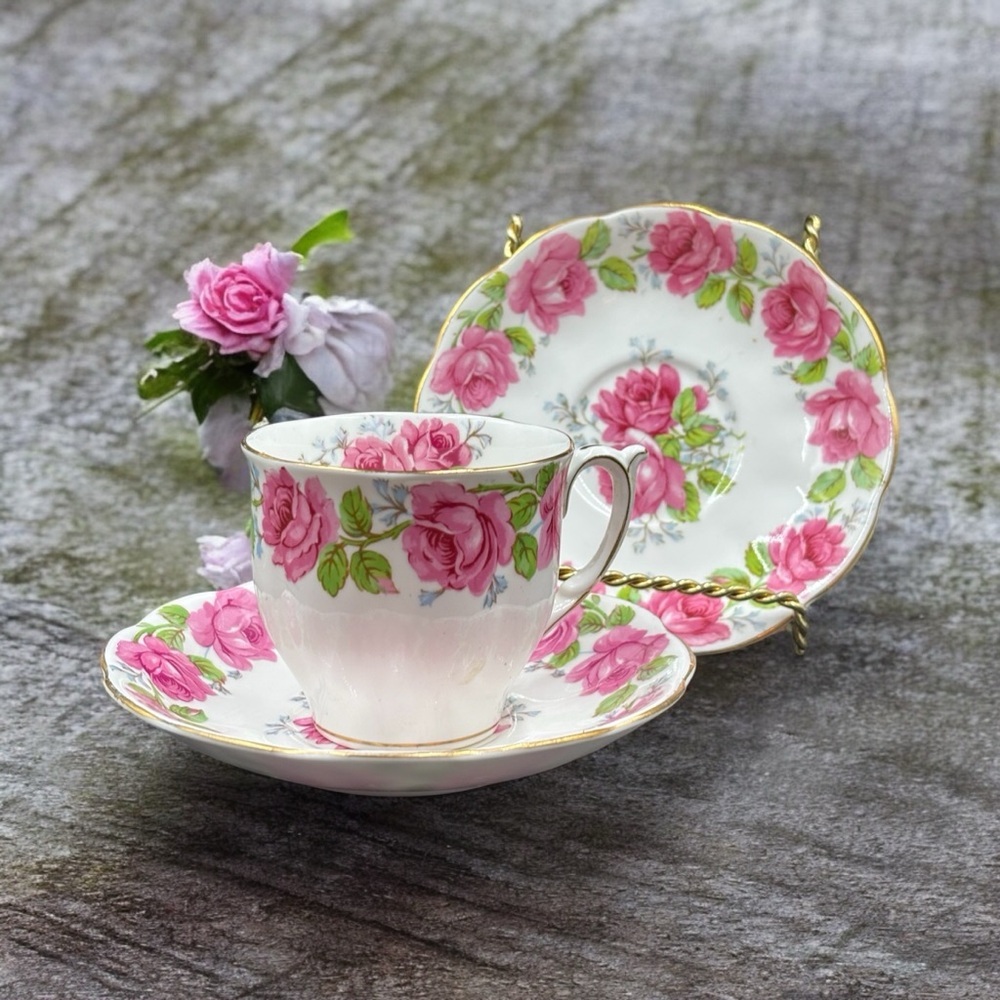 Vintage Queen Ann “Lady Alexander Rose” Teacup & Saucer. Bone China.